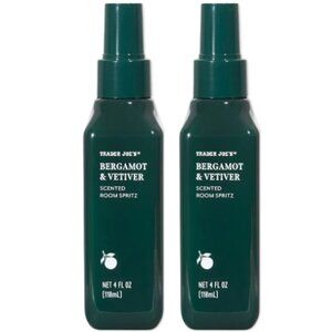 2 X Trader Joe's Bergamot & Vetiver Room Spray Spritz 4 Fl Oz Holiday Seasonal